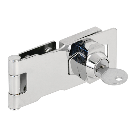 Prime-Line Keyed Hasp, 4 in. x 1-5/8 in., Steel, Chrome Plated, Twist Knob U 9951